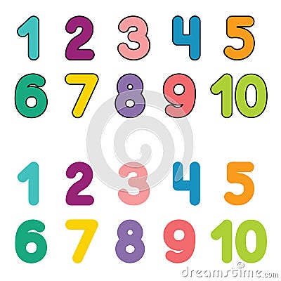 Funny children font with color numbers. Colorful vector illustration Vector Illustration